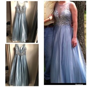 Ice blue, silver sequence dress